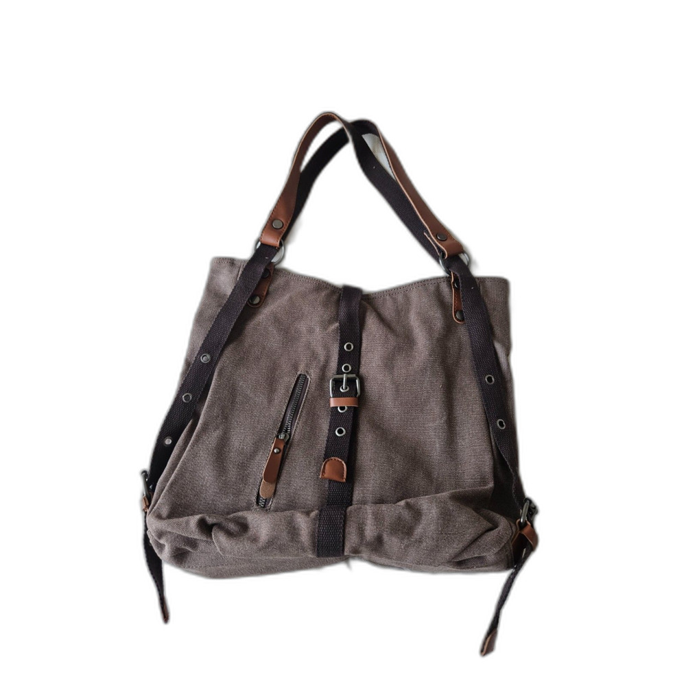 Canvas Messenger Tote Satchel Bag Brown NEW